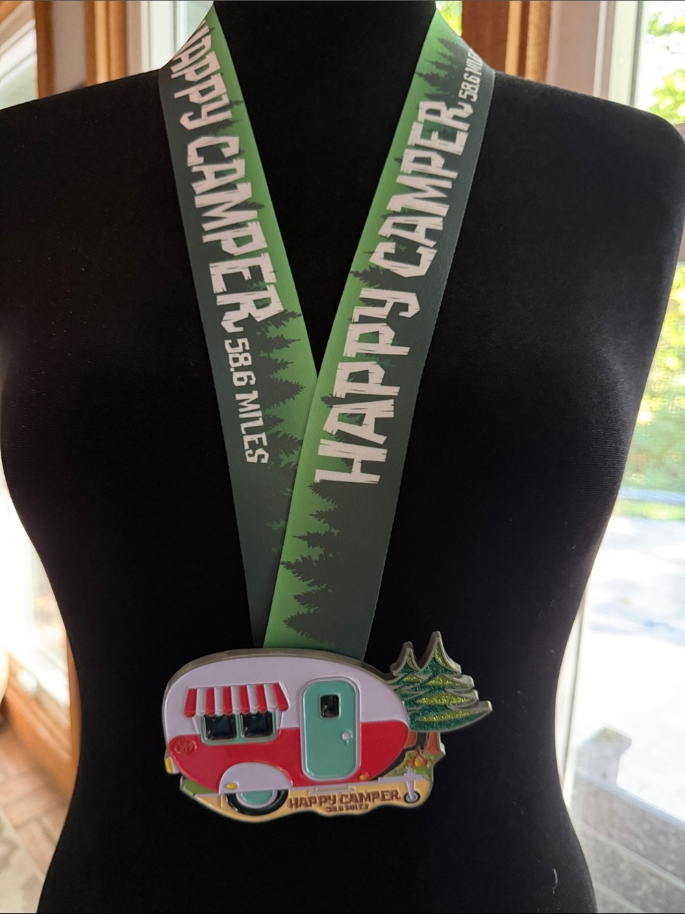 Yes Fit Happy Camper Green Ribbon Camper Medal Necklace challenge medal